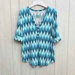 Pixley Edmond Teal Green Henley Medium NWT